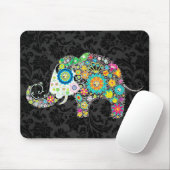 Tapis De Souris Eléphant floral rétro coloré (Avec souris)