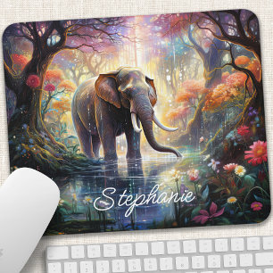 Tapis De Souris Eléphant forestier enchanté Personnalisé