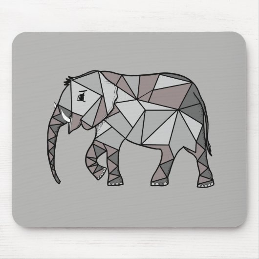 Tapis De Souris éléphant géométrique, gris évêque 2 (Devant)