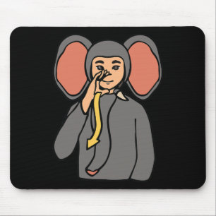 Tapis De Souris Éléphant geste de la main en ASL Sensibilisation à
