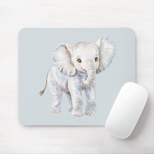 Tapis De Souris Éléphant Gris Bleu (Avec souris)