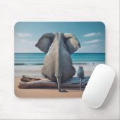 Tapis De Souris Elephant gris et souris sur le journal de plage (Avec souris)