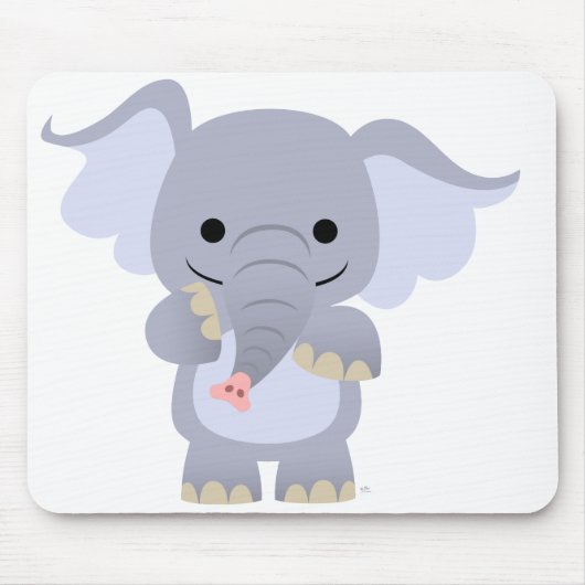 Tapis De Souris Éléphant heureux Mousepad de bande dessinée (Devant)