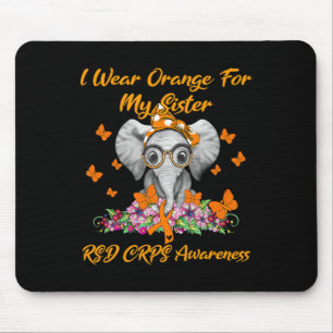 Tapis De Souris Elephant Je Porte Orange Pour Ma Soeur RSD CRPS Aw