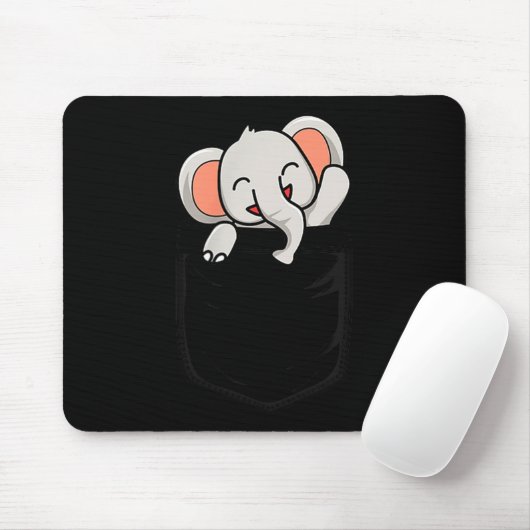 Tapis De Souris Elephant Lovers Cute Funny Elephant In Cket  (Avec souris)
