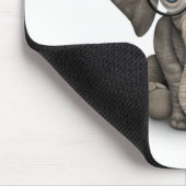 Tapis De Souris Éléphant mignon de bébé avec des verres de lecture (Coin)