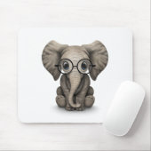 Tapis De Souris Éléphant mignon de bébé avec des verres de lecture (Avec souris)