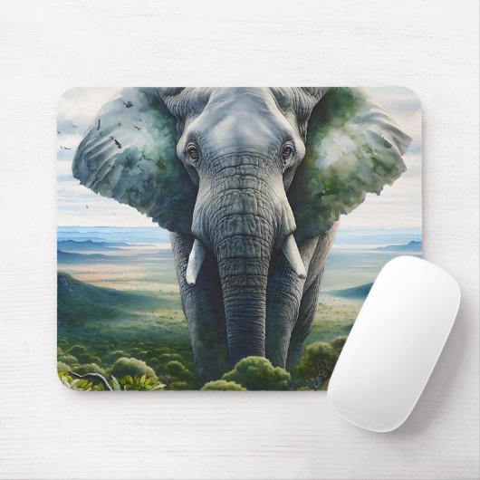 Tapis De Souris Eléphant mignon Gros plan (Avec souris)