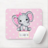 Tapis De Souris Eléphant mignon rose avec poitrine de Polka (Avec souris)
