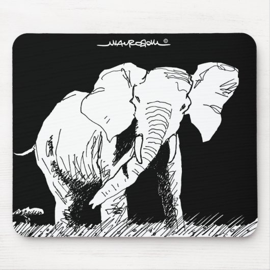 Tapis De Souris Éléphant noir et blanc d'Afrique au Gabon (Devant)