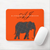 Tapis De Souris Éléphant noir et rouge lave (Avec souris)