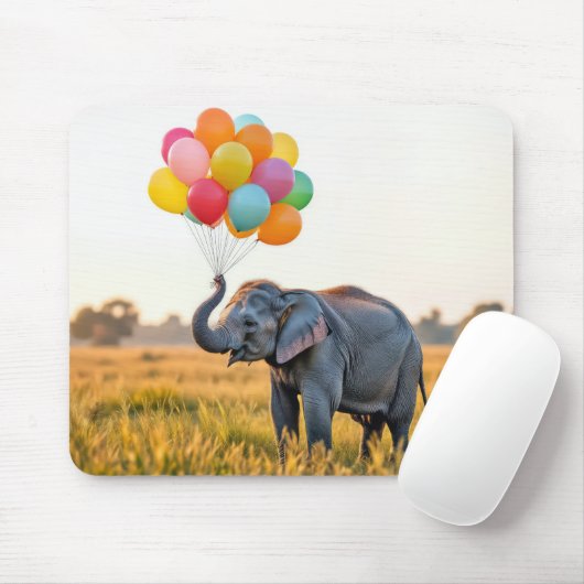 Tapis De Souris Elephant Tenant Un Bouquet De Balloon (Avec souris)