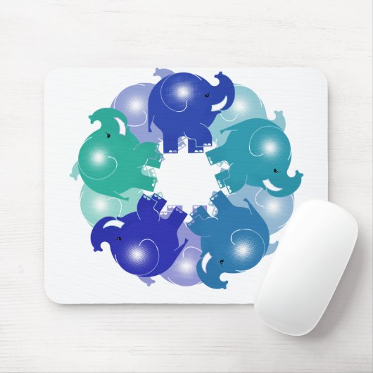 TAPIS DE SOURIS ÉLÉPHANTS DE BÉBÉ BLEUS (Avec souris)