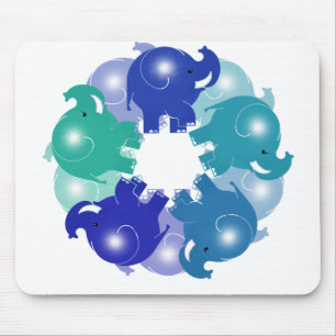 TAPIS DE SOURIS ÉLÉPHANTS DE BÉBÉ BLEUS