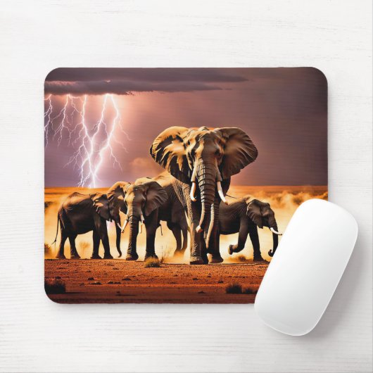 Tapis De Souris Eléphants en orage (Avec souris)
