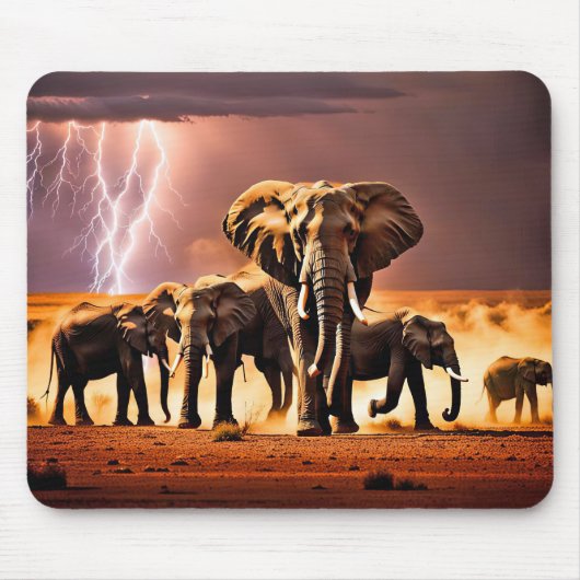 Tapis De Souris Eléphants en orage (Devant)