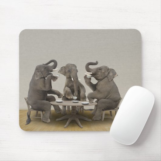 Tapis De Souris Elephants having tea party (Avec souris)