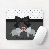 Tapis De Souris Éléphants Mignons Adorables, Points, Nœud (Avec souris)