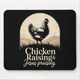 Tapis De Souris Élevage de poulets louant la croix louant Jésus So