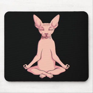Tapis De Souris Éleveur de chat Sphynx Yoga Méditation Animal de c