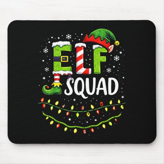 Tapis De Souris Elf Squad Christmas Lights Matching Holiday Crew  (Devant)