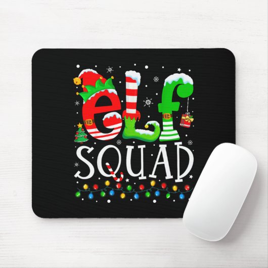 Tapis De Souris Elf Squad Funny Elf Family Christmas Matching Paja (Avec souris)