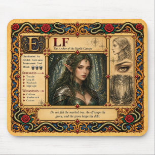 Tapis De Souris Elfe, Art de Bestiaire Médiéval