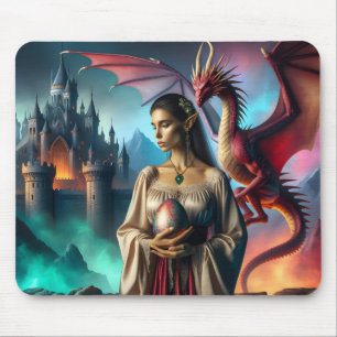 Tapis De Souris Elfe tenant un oeuf de dragon