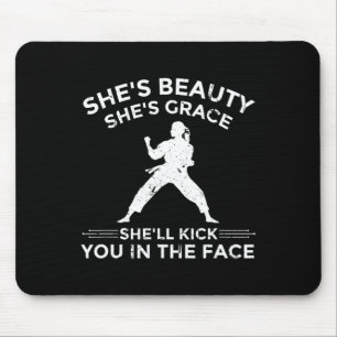 Tapis De Souris Elle est beauté Elle est Grace Karate Girl Funny M
