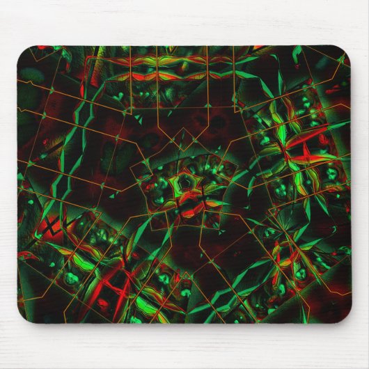 Tapis De Souris Elliptique détruit, lignes haut flashvert à rouge (Devant)