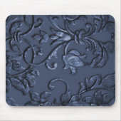 Tapis De Souris Embossés en métal Damas bleu marine (Devant)
