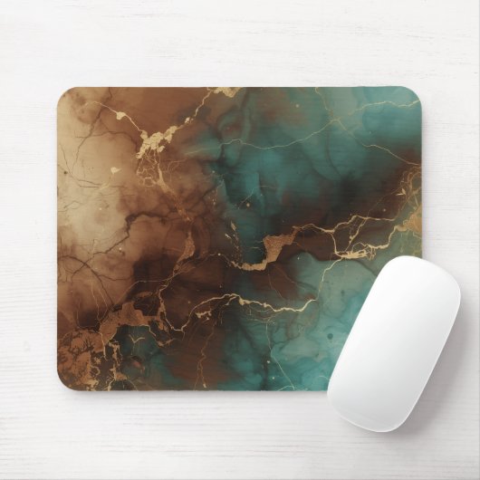 Tapis De Souris Emerald Copper Marble Luxe Mousepad (Avec souris)