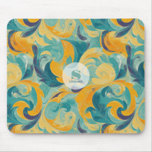 Tapis De Souris Emerald Green et Gold Paisley Abstrait inspiré