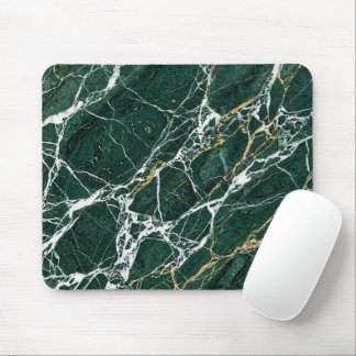 Tapis De Souris Emerald Green Marble Elegant Gold Veining Desk