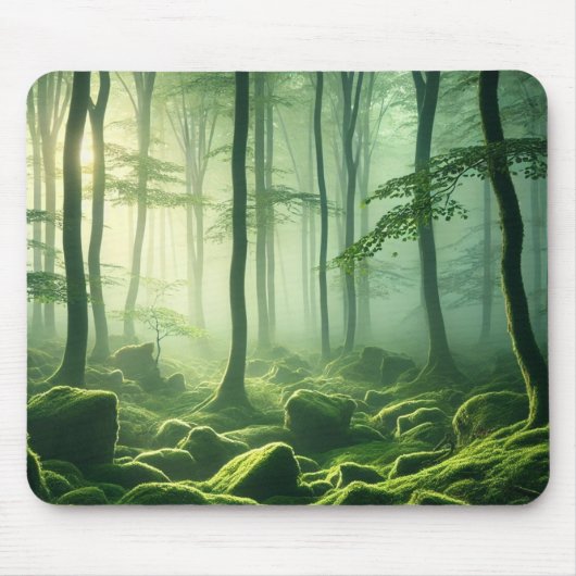 Tapis De Souris Emerald Serenity - Misty Forest Glow (Devant)