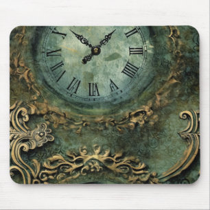 Tapis De Souris Émeraude Green Rustic Steampunk Horloge (1)