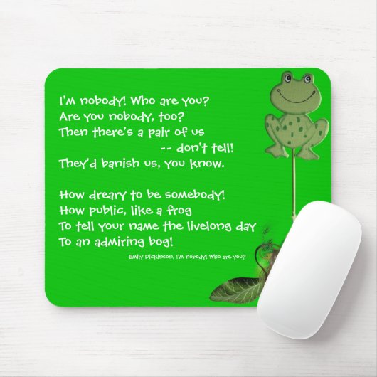 Tapis De Souris Emily Dickinson, Grenouille avec Pot Mousepad (Avec souris)