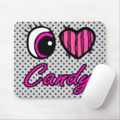 Tapis De Souris Emo Coeur des yeux J'aime bonbon (Avec souris)