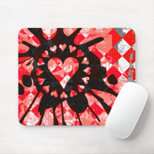 Tapis De Souris Emo Love Heart Paint Splatter (Avec souris)