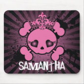 Tapis De Souris EMO Pink Skull Crossbones Personnalisé Mousepad (Devant)