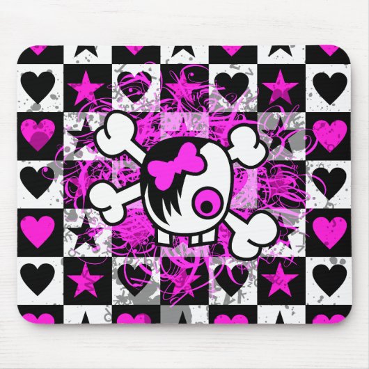 Tapis De Souris Emo Scène Cartoon Girl Crâne (Devant)
