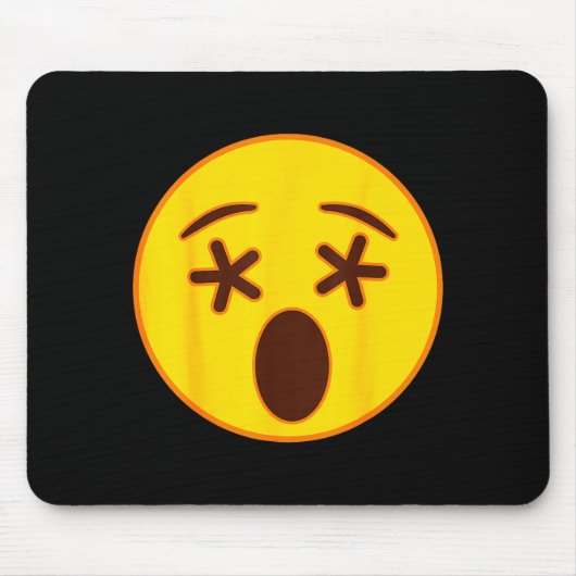 Tapis De Souris Emoji Crossed Out Eyes Yellow Smile Face (Devant)