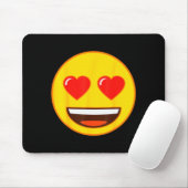Tapis De Souris Emoji Heart Eyes Yellow Smile Face (Avec souris)