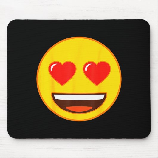 Tapis De Souris Emoji Heart Eyes Yellow Smile Face (Devant)