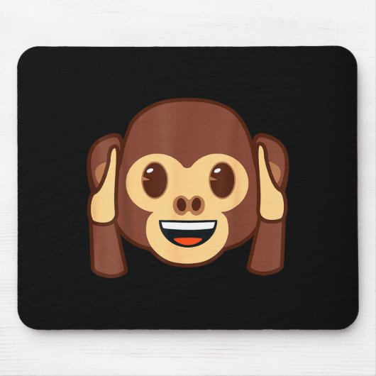 Tapis De Souris Emoji Monkey Holding Ears Yellow Smile Face (Devant)