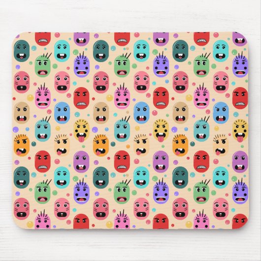 Tapis De Souris Émotions Visages colorés (Devant)