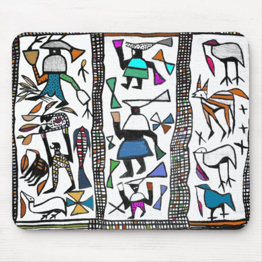 Tapis De Souris Empreinte colorée Senufu africaine (Devant)