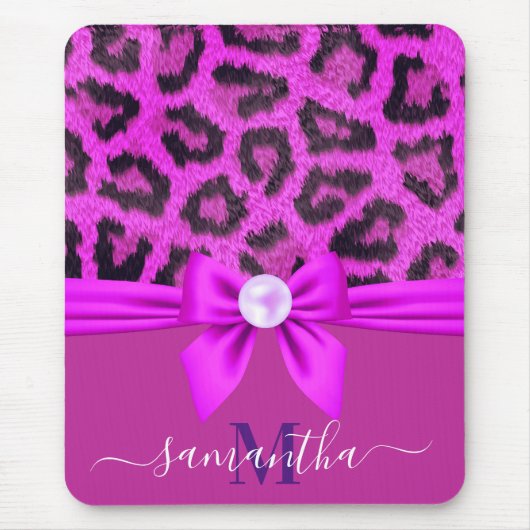 Tapis De Souris Empreinte de léopard de fourrure violet (Devant)