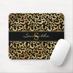 Tapis De Souris Empreinte de léopard d'or personnalisé