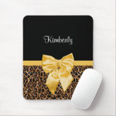 Tapis De Souris Empreinte de léopard élégant Elegant Bow et nom (Avec souris)